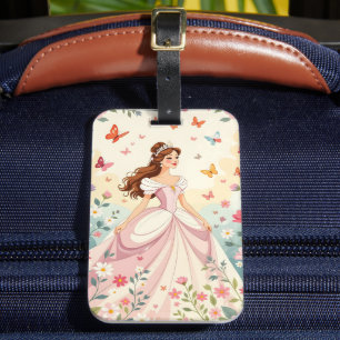 Etiqueta Para Maletas Princesa linda con mariposas