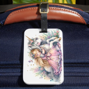 Etiqueta Para Maletas Princesa Unicornio Pastel Fantasía de Cuento de Ha
