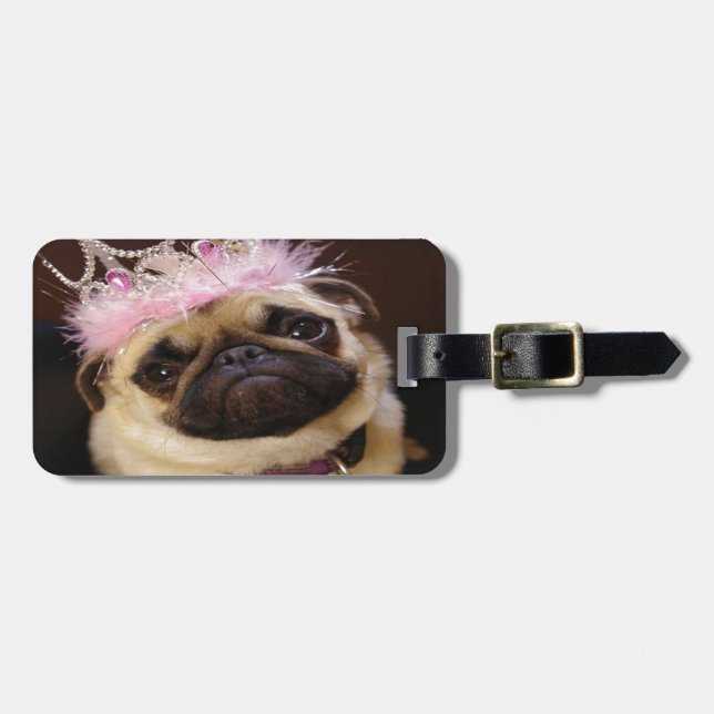 Etiqueta Para Maletas Princess Pug (Frente Horizontal)