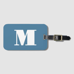 Etiqueta Para Maletas Profesional Minimalista de bollo azul sólido monog