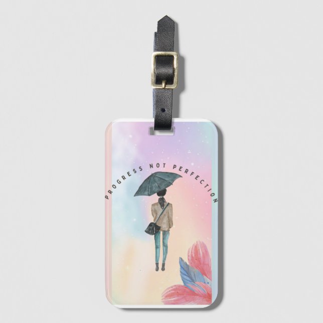 Etiqueta Para Maletas Progreso No Perfección (Anverso vertical)
