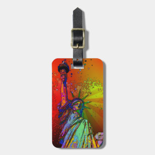 Etiqueta Para Maletas Psicodélico NYC Arcoiris Estatua de la Libertad 1R