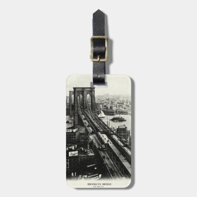 Etiqueta Para Maletas Puente de Brooklyn de 1900 (Frente Vertical)