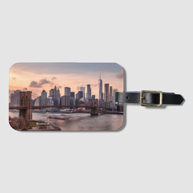 Etiqueta Para Maletas Puente de Brooklyn y Lower Manhattan (Anverso horizontal)