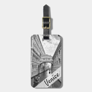 Etiqueta Para Maletas Puente de Venecia de suspiros blanco negro con gon