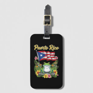 Etiqueta Para Maletas Puerto Rico Coquí Frog Boricua Pride