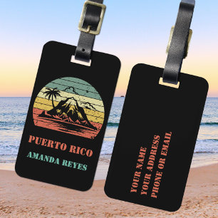 Etiqueta Para Maletas Puerto Rico retro personalizado