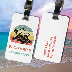 Etiqueta Para Maletas Puerto Rico retro personalizado