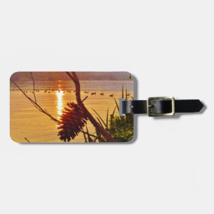 Etiqueta Para Maletas Puesta de sol en el lago Pinecone