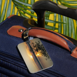 Etiqueta Para Maletas Puesta de sol sobre el lago Balaton, Hungría.