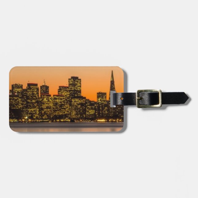 Etiqueta Para Maletas Puesta del sol hermosa en San Francisco (Frente Horizontal)