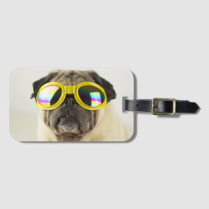 Etiqueta Para Maletas Pug con gafas