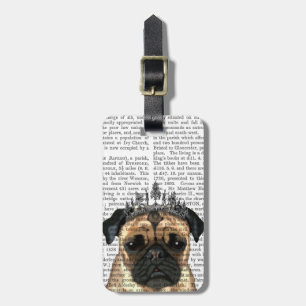 Etiqueta Para Maletas Pug Con Tiara