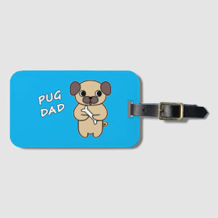 Etiqueta Para Maletas PUG DAD - Azul cielo