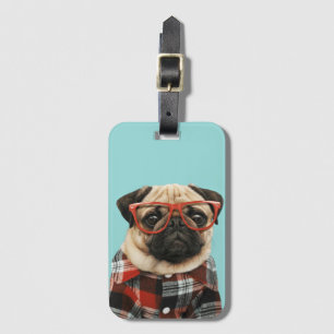 Etiqueta Para Maletas Pug de la camiseta de plástico