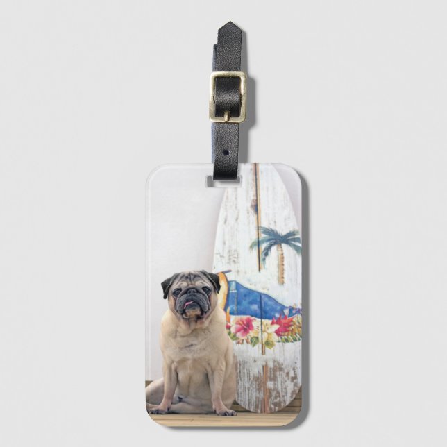 Etiqueta Para Maletas Pug de superficie (Anverso vertical)