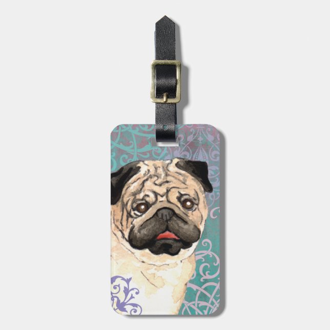 Etiqueta Para Maletas Pug elegante (Frente Vertical)