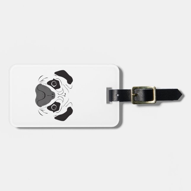 Etiqueta Para Maletas Pug Face Silhouette (Frente Horizontal)
