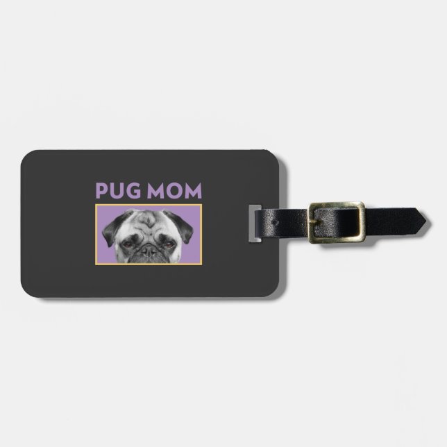 Etiqueta Para Maletas Pug Mom (Frente Horizontal)