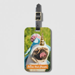 Etiqueta Para Maletas Pug unicornio