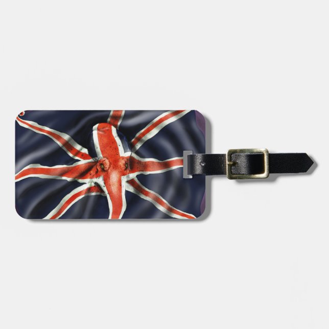 Etiqueta Para Maletas Pulpo de Union Jack (Frente Horizontal)