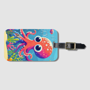 Etiqueta Para Maletas pulpo lindo caribeño/tropical/hawaiano