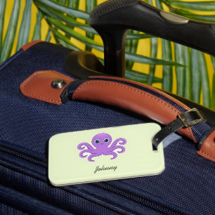 Etiqueta Para Maletas Pulpo morado lindo verde