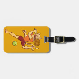 Etiqueta Para Maletas Puma valiente que rompe una pelota de tenis