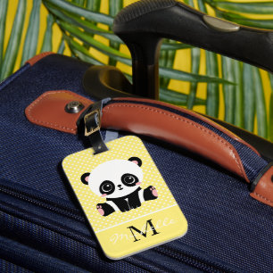 Etiqueta Para Maletas Punto de Polka Personalizado del Oso de Panda Cuta