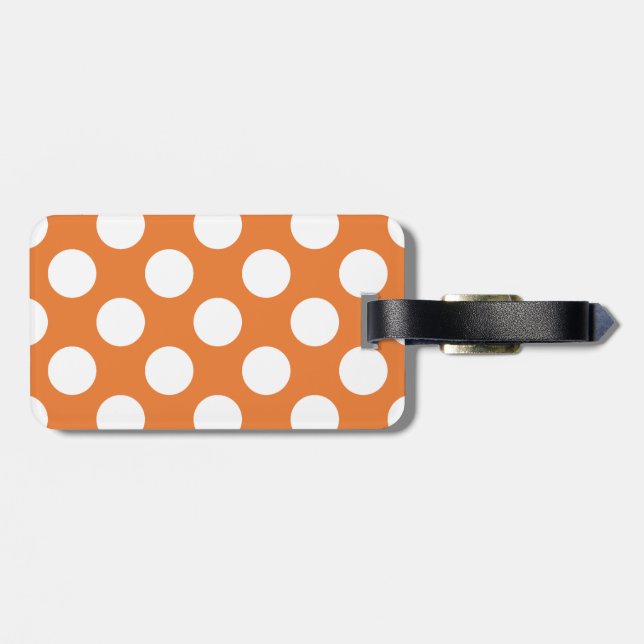 Etiqueta Para Maletas Puntos de Polka Blanco y naranja (Atrás Horizontal)