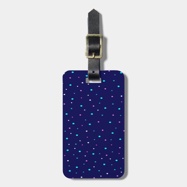 Etiqueta Para Maletas Puntos de polka celeste (Frente Vertical)