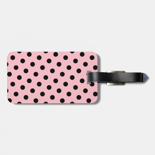 Etiqueta Para Maletas Puntos de polka rosados y negros (Atrás Horizontal)