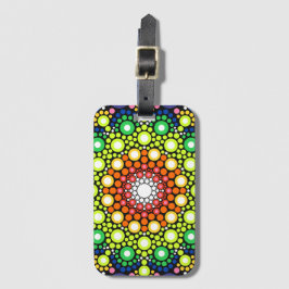 Etiqueta Para Maletas Puntos de Trippy Hippie Retro Fractal Dot de Manda