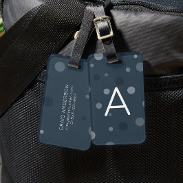 Etiqueta Para Maletas Puntos pop azules de la marina