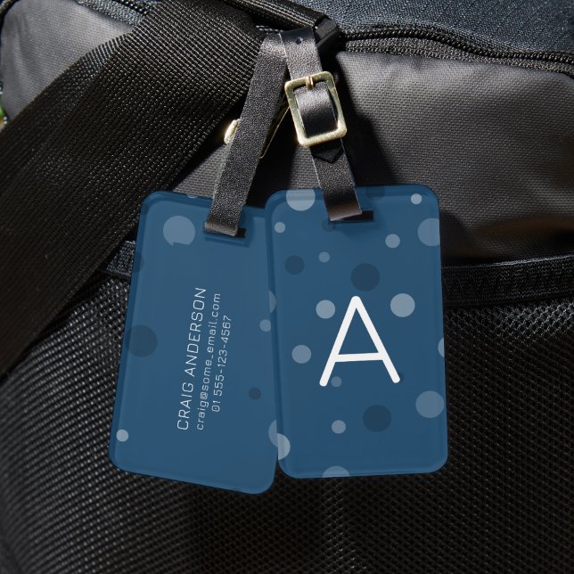 Etiqueta Para Maletas Puntos pop azules reales (Subido por el creador)