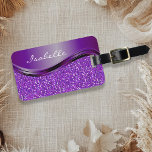 Etiqueta Para Maletas Purple Faux Purpurina Bling Personalizado Metaliza<br><div class="desc">Este diseño puede ser personalizado en el área proporcionada cambiando la foto y/o el texto. O puede personalizarse haciendo clic en Personalizar esta plantilla y, a continuación, eligiendo la opción de hacer clic en el personalizar y eliminando o cambiando el color del fondo, agregando texto, cambiando el color o estilo...</div>