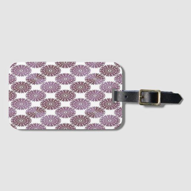 Etiqueta Para Maletas Purple floral damask on white (Anverso horizontal)