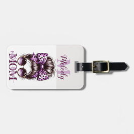 Etiqueta Para Maletas Purple Messy Bun Mom Wife Boss