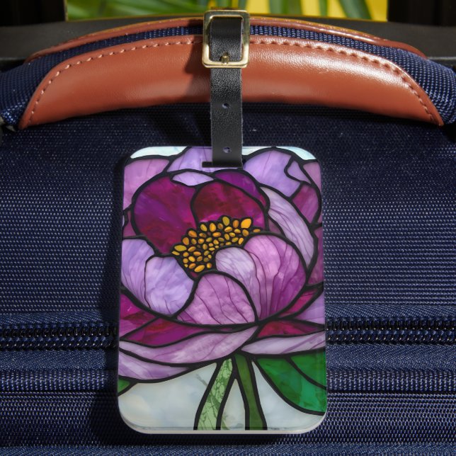 Etiqueta Para Maletas Purple Peony Stained  (Anverso In situ 2)