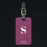 Etiqueta Para Maletas Purple Plum Berry Monograma Nombre Máquina De Escr<br><div class="desc">Purple Plum Berry Monograma Nombre Typewriter Elegante Etiqueta de equipaje para sus viajes y vacaciones,  personalizar esta elegante bolsa etiquetarla con su propio monograma y nombre inicial.</div>