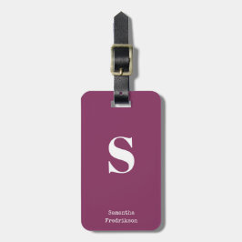 Etiqueta Para Maletas Purple Plum Berry Monograma Nombre Máquina De Escr