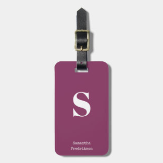 Etiqueta Para Maletas Purple Plum Berry Monograma Nombre Máquina De Escr