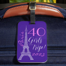 Etiqueta Para Maletas Púrpura París Torre Eiffel Viaje de 40 Chicas de C