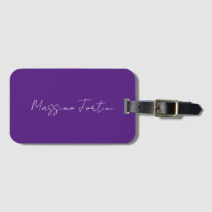 Etiqueta Para Maletas Púrpura Real Simple Elegante Minimalista Caligrafí