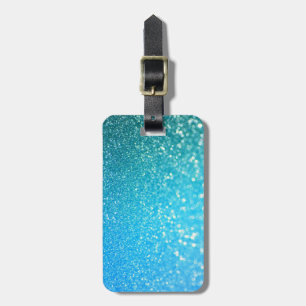 Etiqueta Para Maletas Purpurina azul del verano de la playa de la