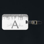 Etiqueta Para Maletas Purpurina blanco plateado Nombre del monograma de<br><div class="desc">Lujoso Purpurina de Conducción Plateado y Blanco y Nombre de Monograma de Esparkle y Etiqueta de equipaje inicial. Esta etiqueta de bolso es perfecta para Boda o Bachelorette Party,  Bridal Shower Favor,  Honeymoon,  Back to School,  Beauty Salon Work,  o Traveling.</div>
