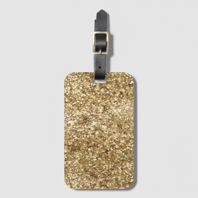 Etiqueta Para Maletas Purpurina Confetti Gold (Anverso vertical)