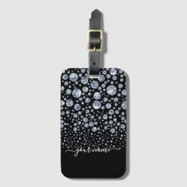 Etiqueta Para Maletas Purpurina de diamantes plateado diamante de imitac