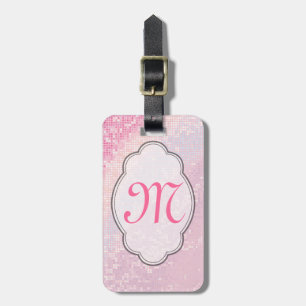 Etiqueta Para Maletas Purpurina de honda Girly Pink Glit Monograma Etiqu