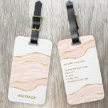 Etiqueta Para Maletas Purpurina de oro de Rubor Pink Marble Agate<br><div class="desc">La acuarela rosa Rubor combina el diseño de mármol con detalles falsos de purpurina dorado para destacarse entre la multitud. Añade tus propios detalles para personalizar.</div>